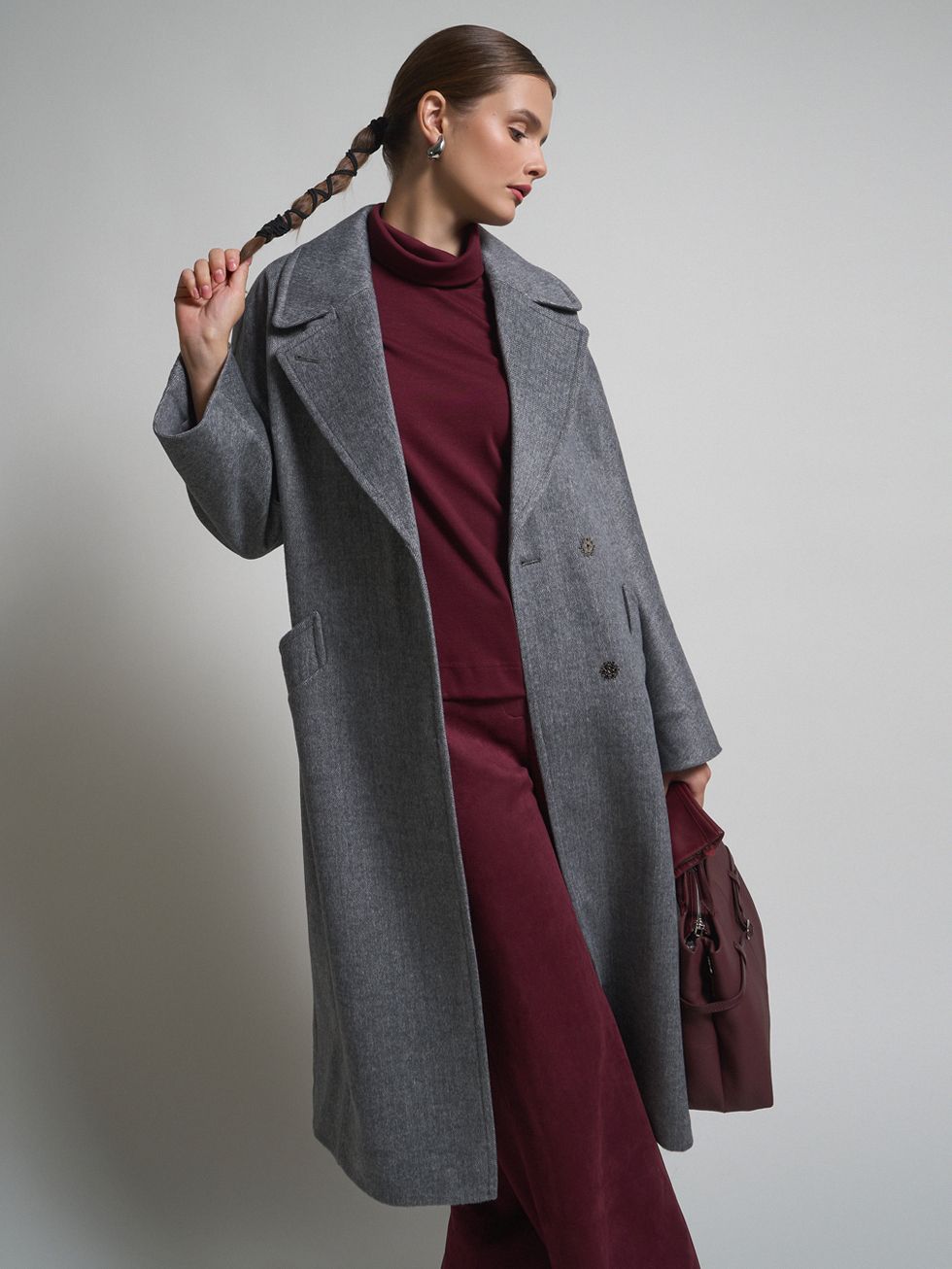 ТЕКСТИЛЬНОЕ ПАЛЬТО ЖЕНСКОЕ, СВЕТЛО-СЕРОЕ