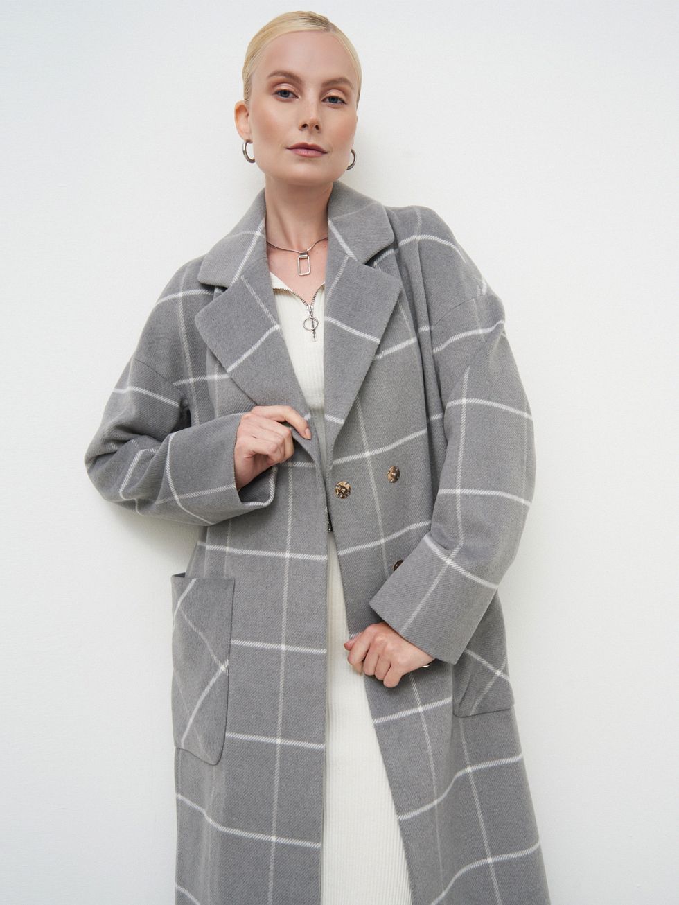ТЕКСТИЛЬНОЕ ПАЛЬТО ЖЕНСКОЕ, СЕРОЕ