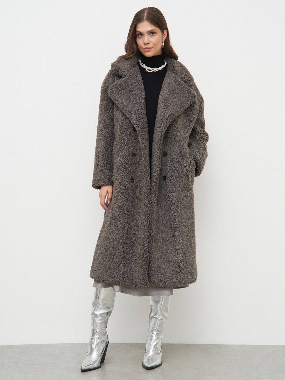 ШУБА СЕРАЯ, ЭКО-МЕХ