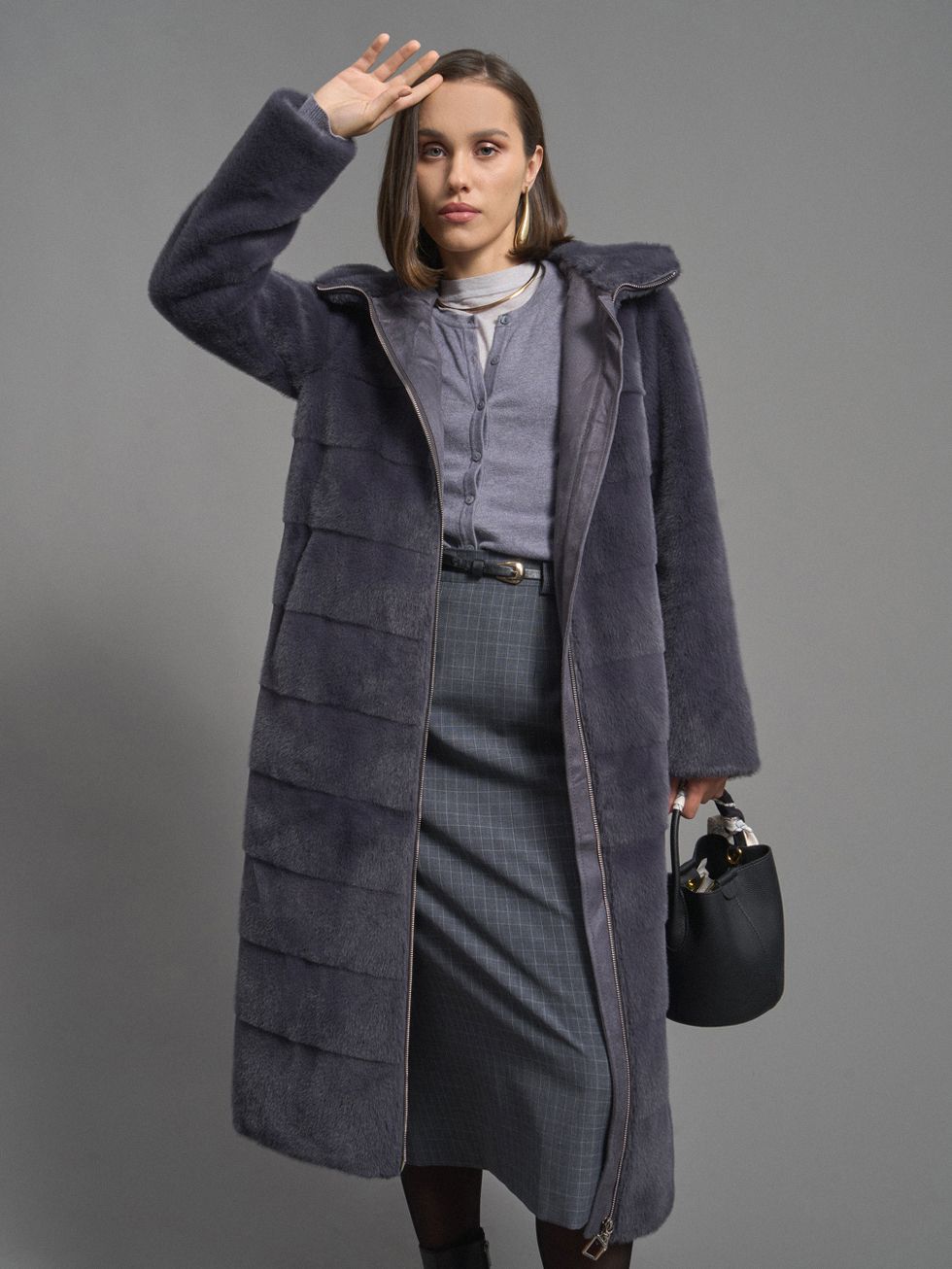 ШУБА СЕРАЯ, ЭКО-МЕХ