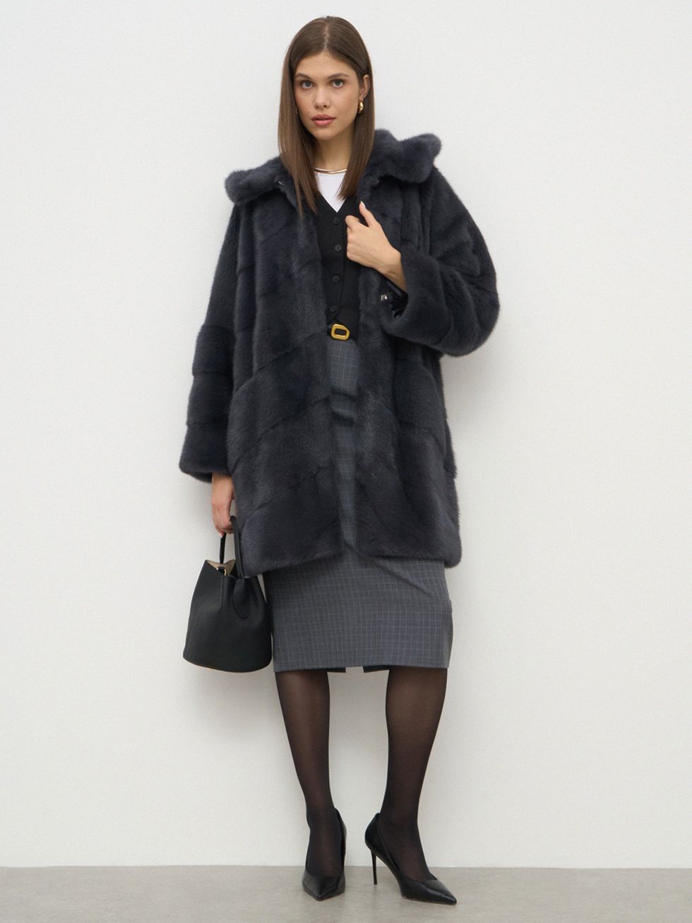 ШУБА СЕРАЯ, МЕХ НОРКА