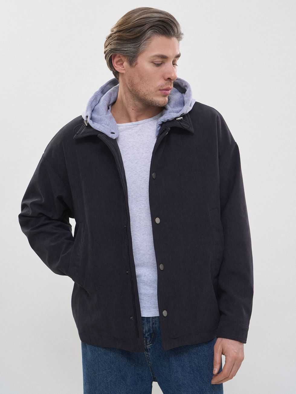 ТЕКСТИЛЬНАЯ КУРТКА МУЖСКАЯ, СЕРАЯ