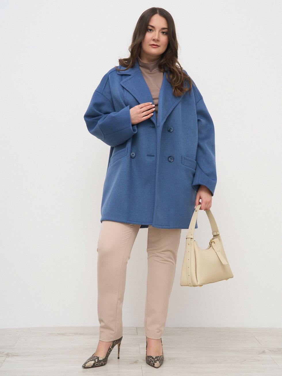 ТЕКСТИЛЬНОЕ ПАЛЬТО ЖЕНСКОЕ, СИНЕЕ