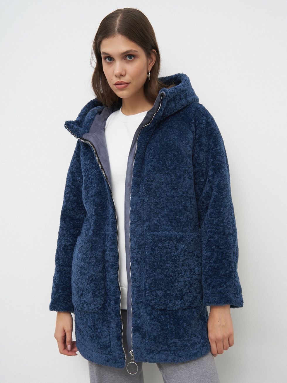 ШУБА СИНЯЯ, ЭКО-МЕХ