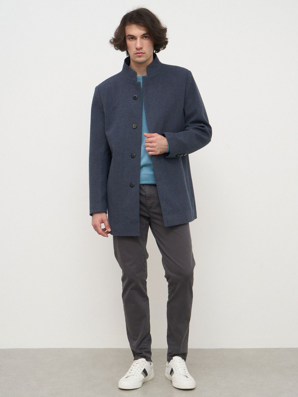 ТЕКСТИЛЬНОЕ ПАЛЬТО МУЖСКОЕ, СИНЕЕ