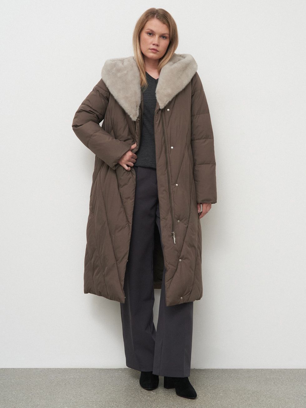 ПУХОВИК ЖЕНСКИЙ, ТЕМНО-КОРИЧНЕВЫЙ