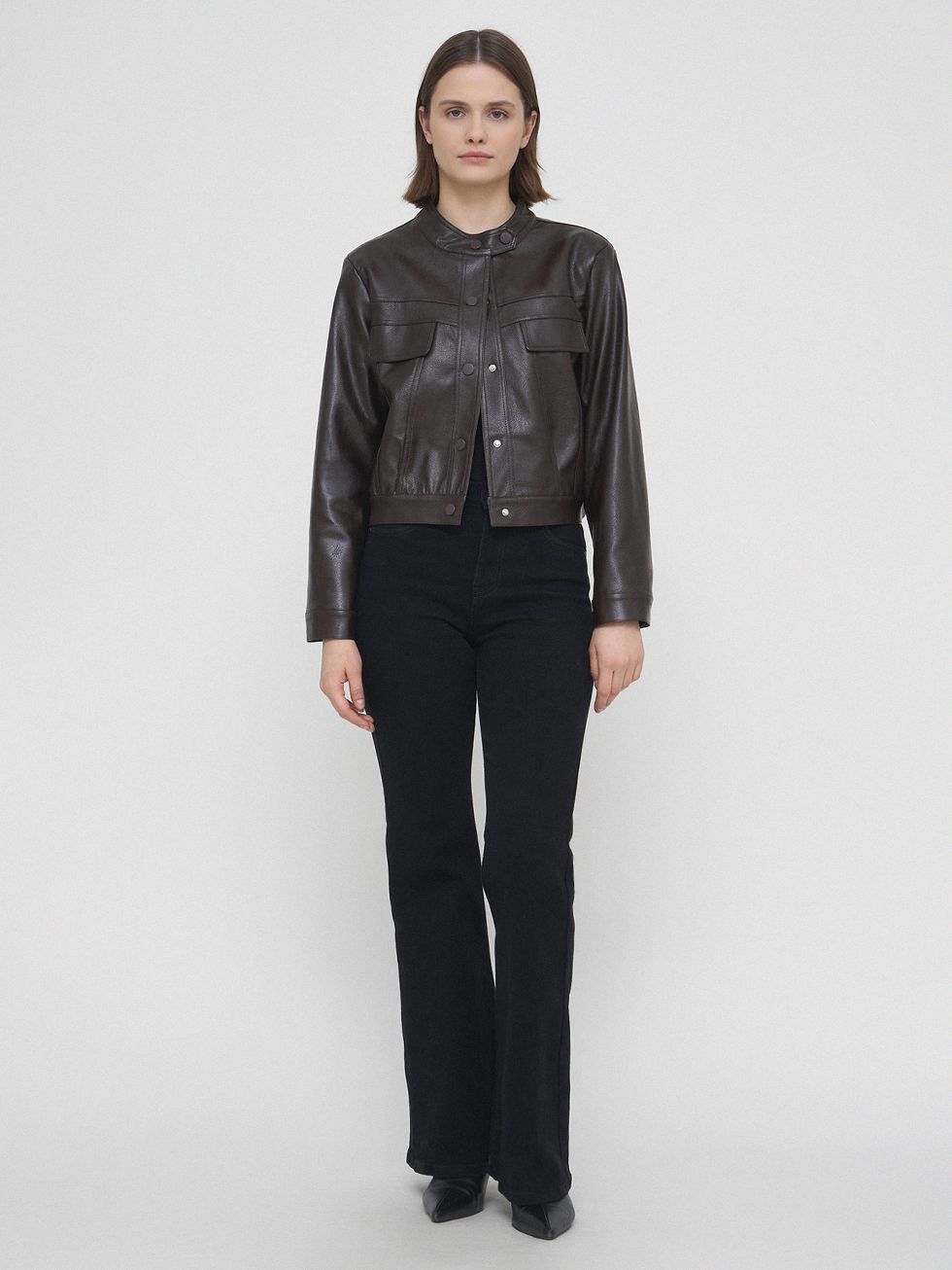 КОЖАНАЯ КУРТКА ЖЕНСКАЯ, ТЕМНО-КОРИЧНЕВАЯ