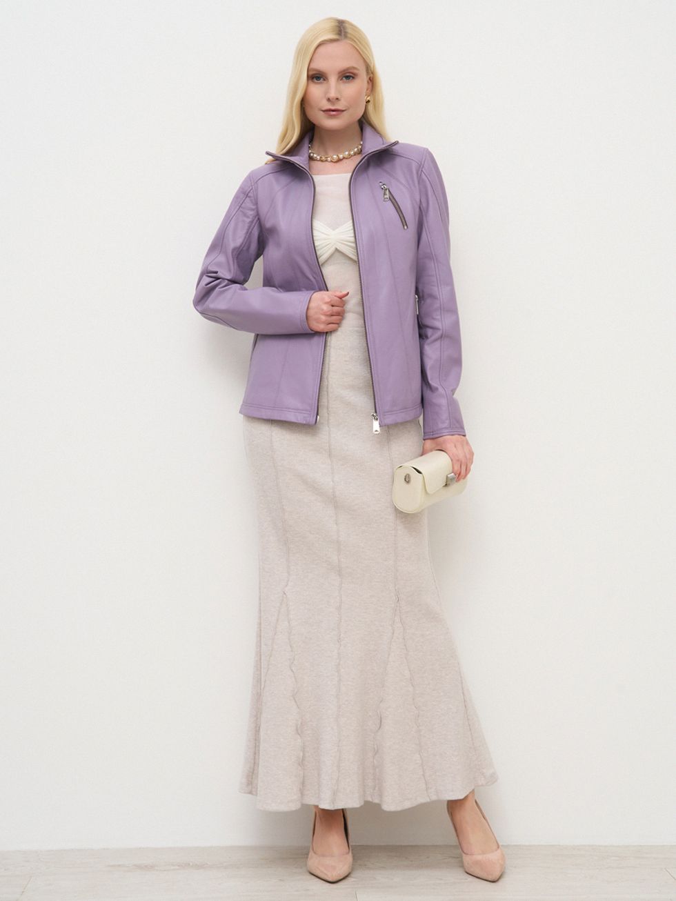 КОЖАНАЯ КУРТКА ЖЕНСКАЯ, ФИОЛЕТОВАЯ