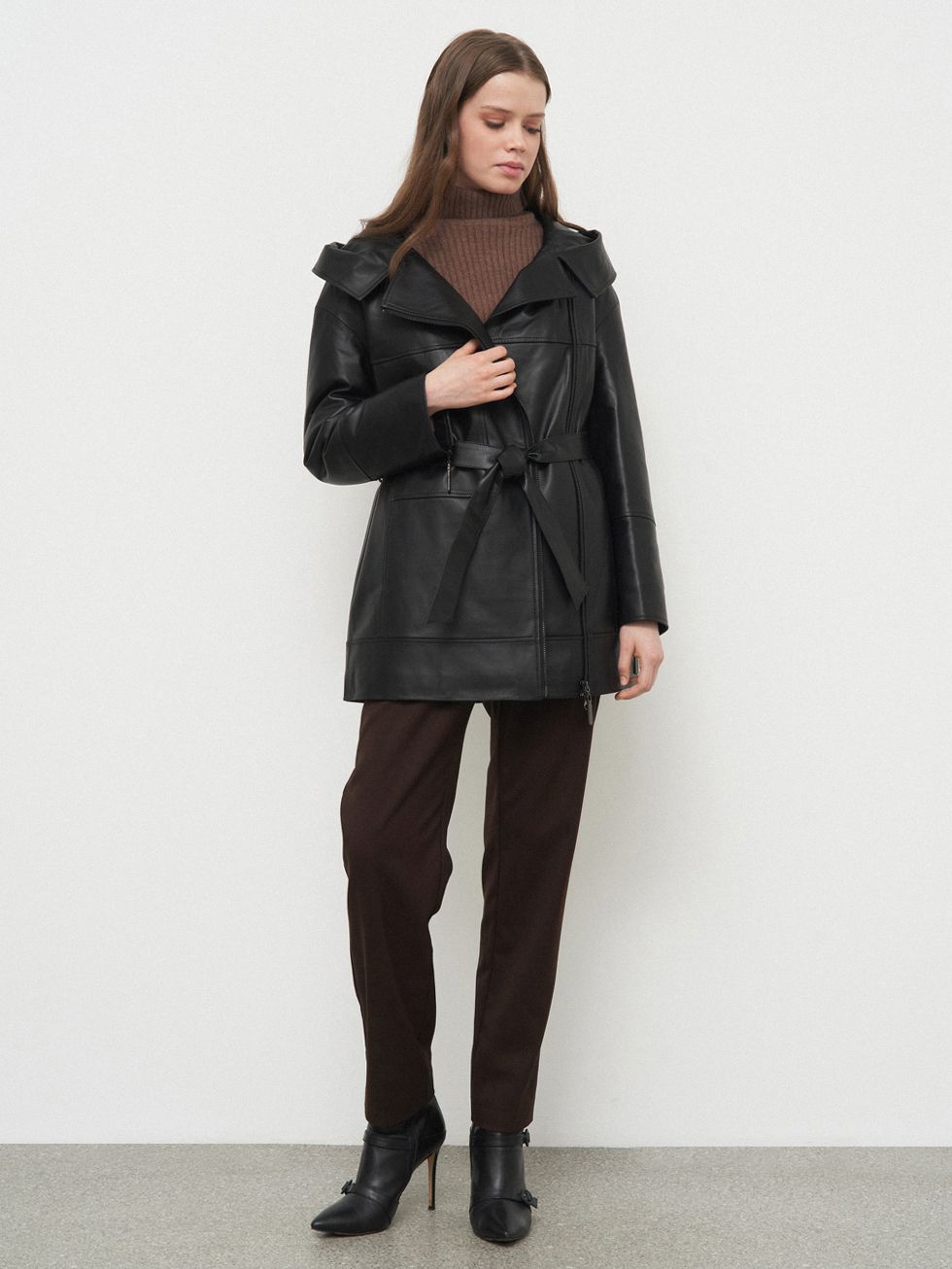 КОЖАНАЯ КУРТКА ЖЕНСКАЯ, ЧЕРНАЯ