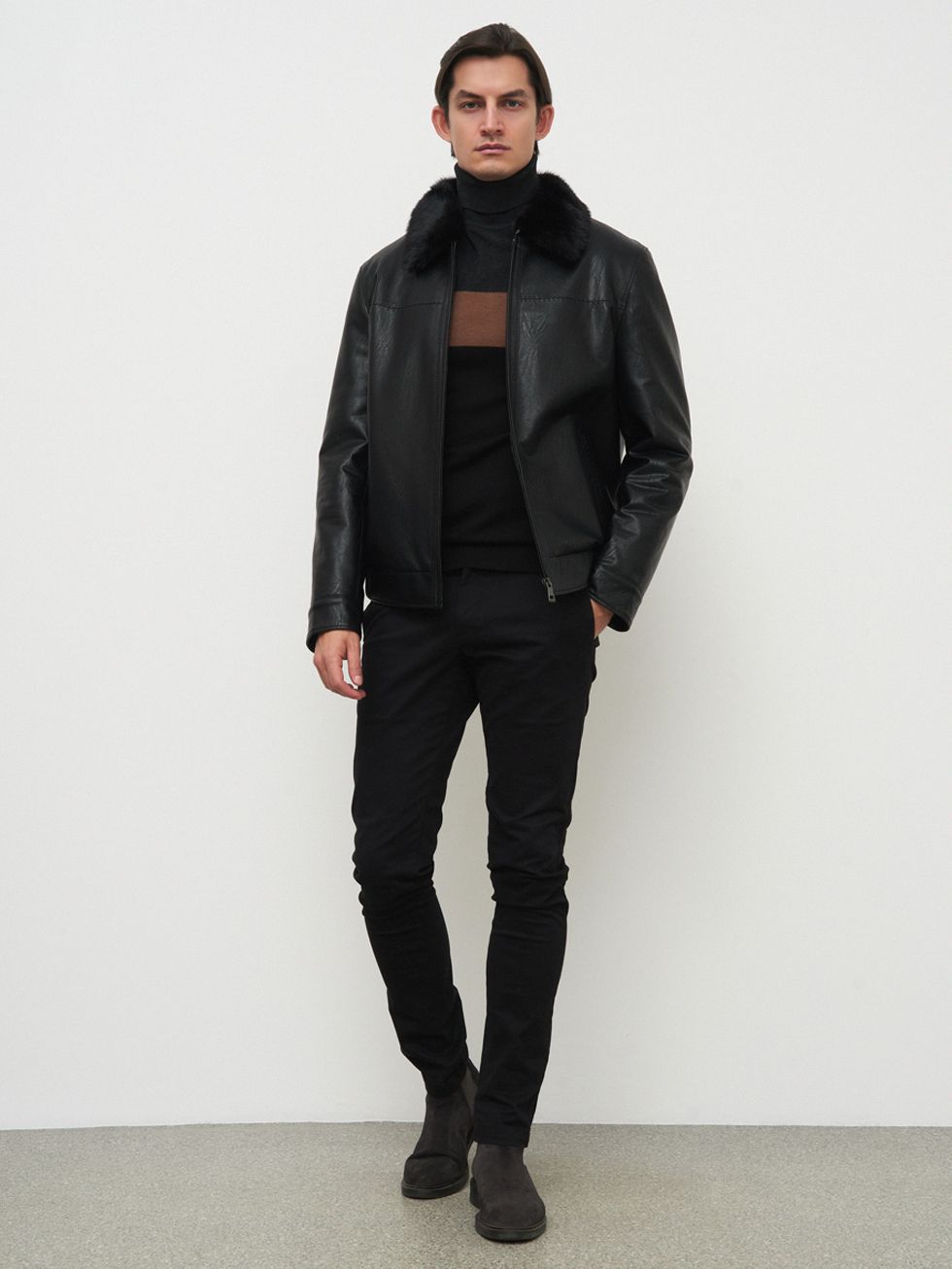 ДУБЛЕНКА МУЖСКАЯ, ЧЕРНАЯ