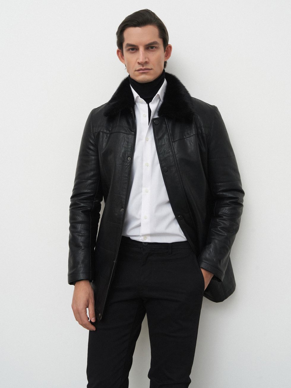 ДУБЛЕНКА МУЖСКАЯ, ЧЕРНАЯ