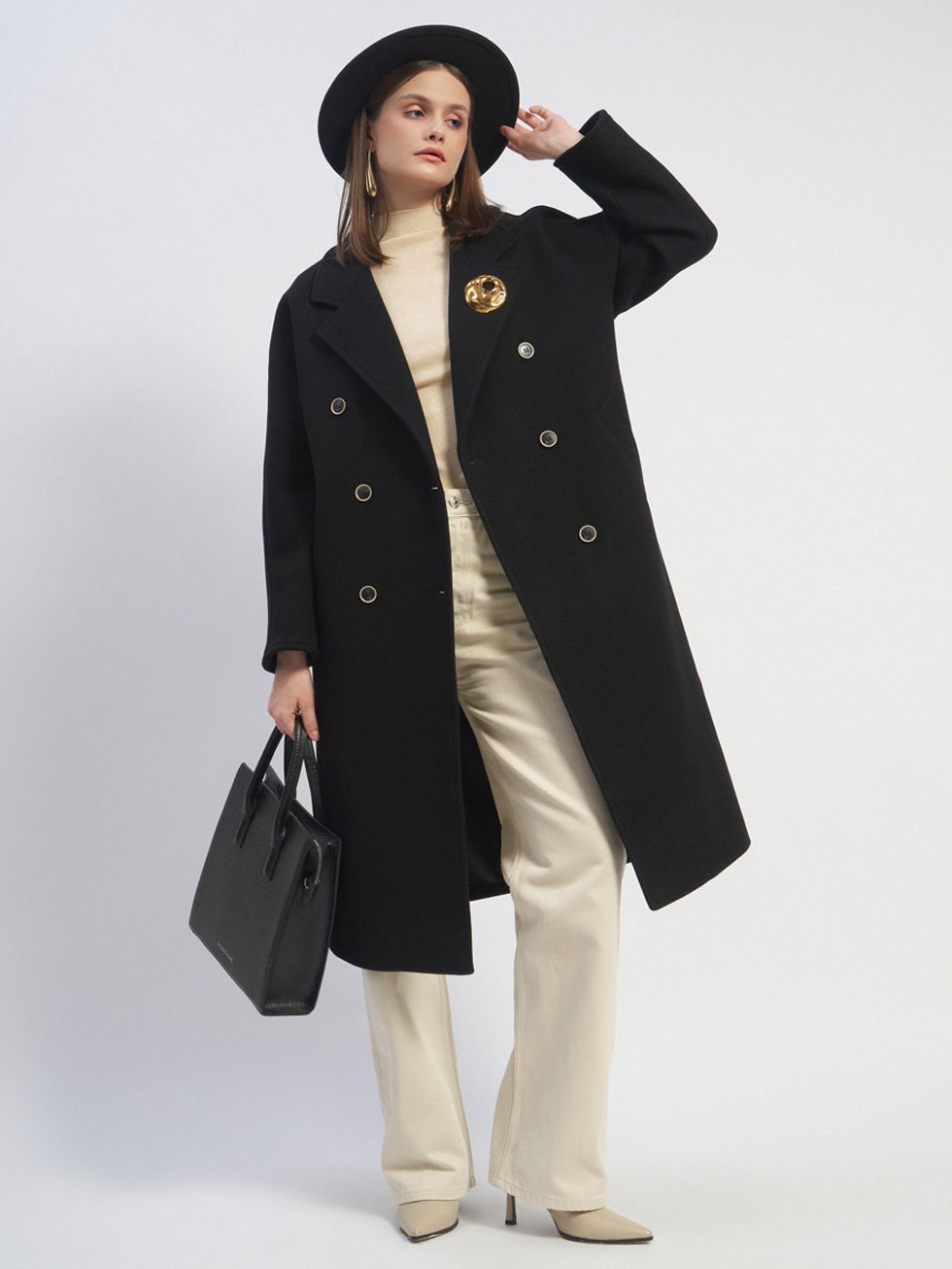 ТЕКСТИЛЬНОЕ ПАЛЬТО ЖЕНСКОЕ, ЧЕРНОЕ