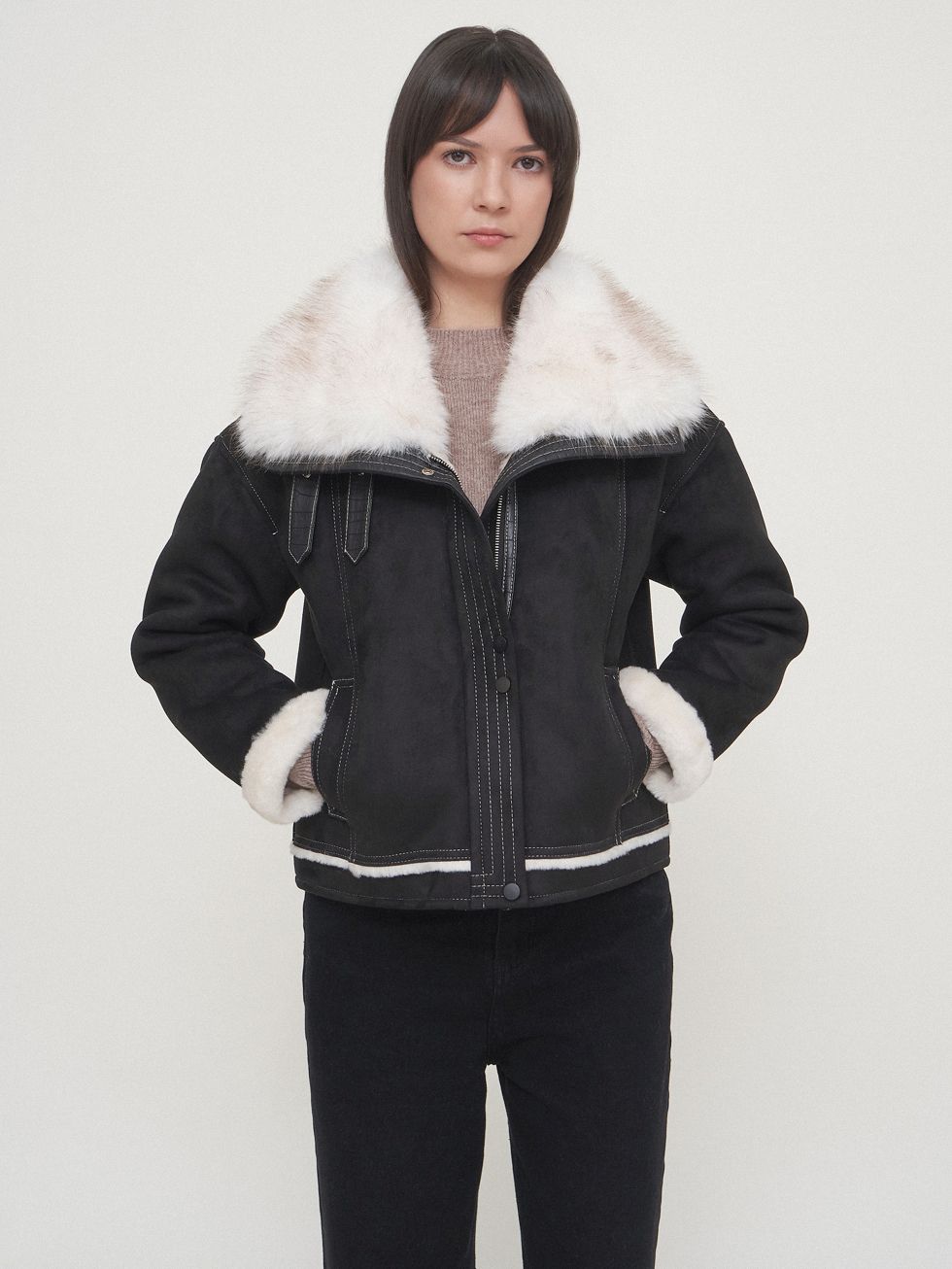 ДУБЛЕНКА ЖЕНСКАЯ, ЧЕРНАЯ