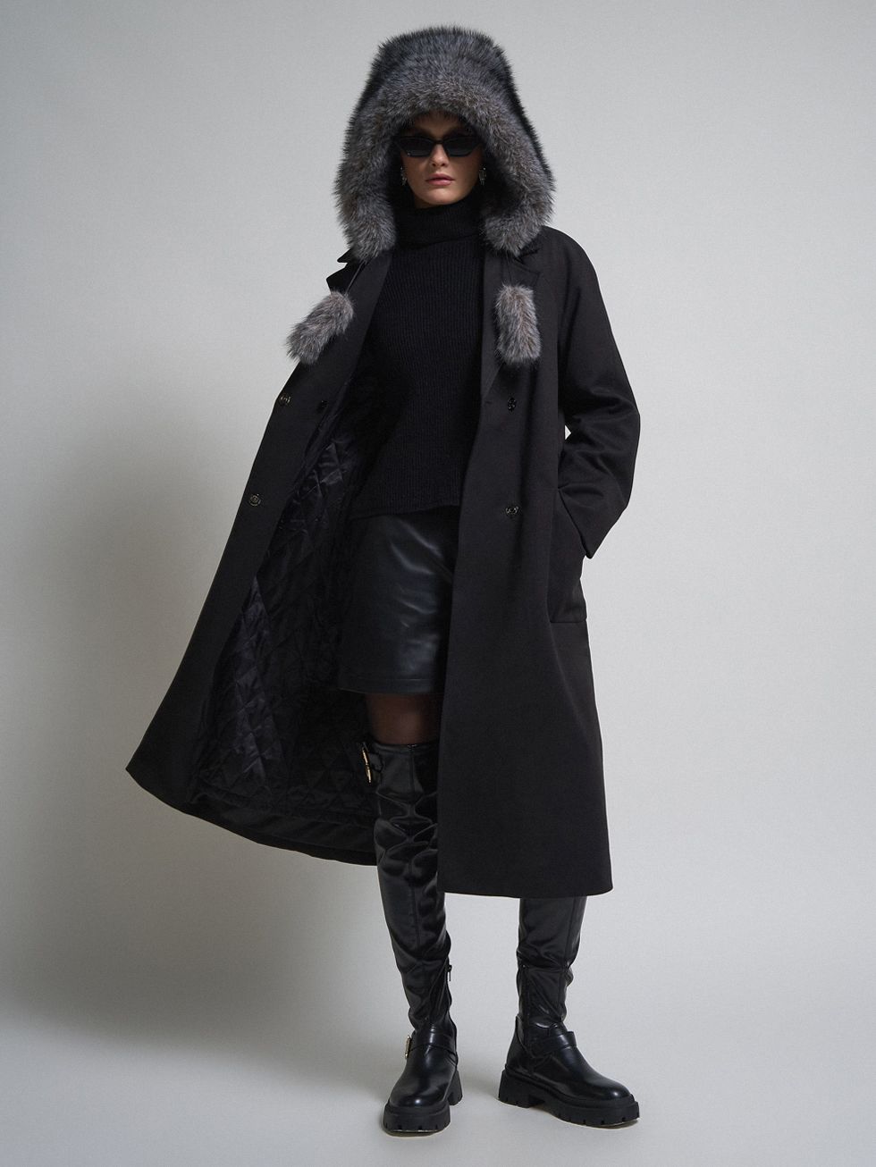 ТЕКСТИЛЬНОЕ ПАЛЬТО ЖЕНСКОЕ, ЧЕРНОЕ