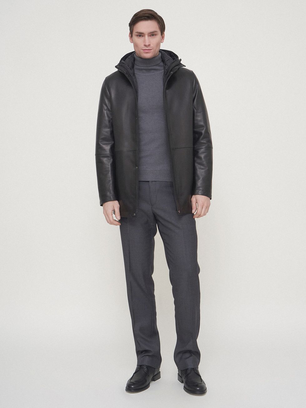 КОЖАНАЯ КУРТКА МУЖСКАЯ, ЧЕРНАЯ