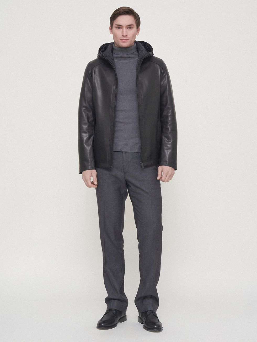 КОЖАНАЯ КУРТКА МУЖСКАЯ, ЧЕРНАЯ