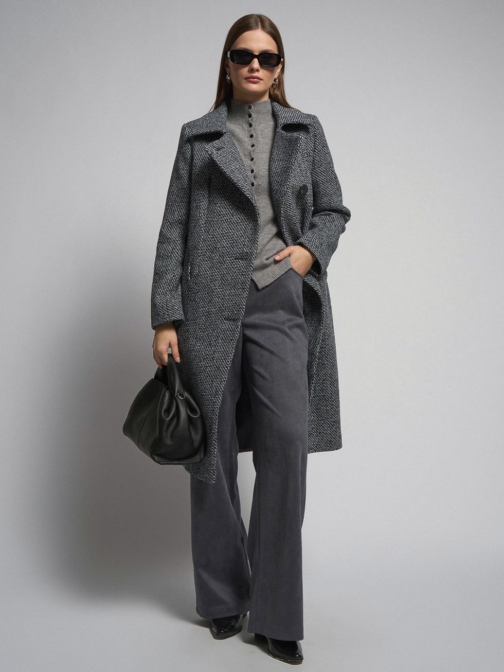 ТЕКСТИЛЬНОЕ ПАЛЬТО ЖЕНСКОЕ, ЧЕРНОЕ