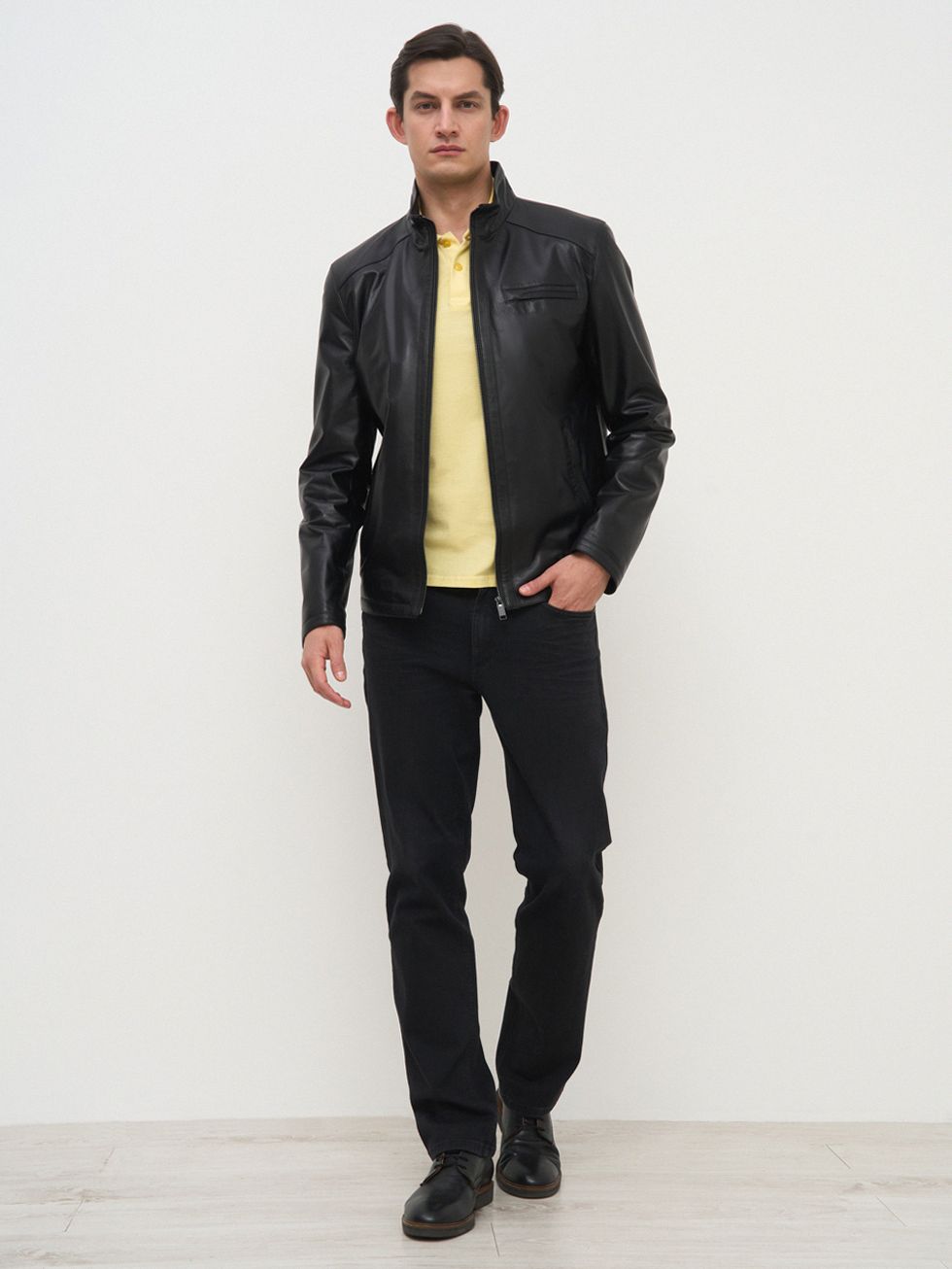 КОЖАНАЯ КУРТКА МУЖСКАЯ, ЧЕРНАЯ