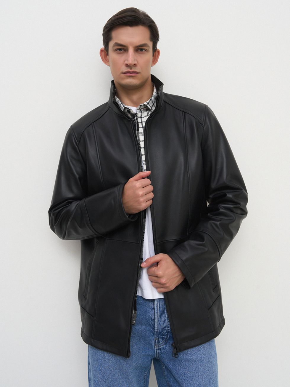 КОЖАНАЯ КУРТКА МУЖСКАЯ, ЧЕРНАЯ