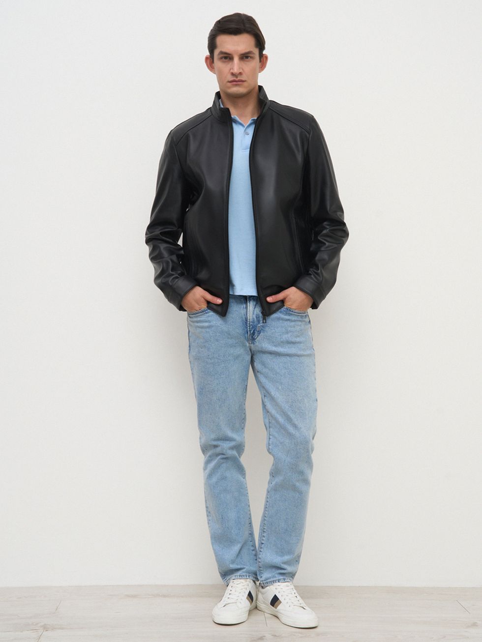 КОЖАНАЯ КУРТКА МУЖСКАЯ, ЧЕРНАЯ