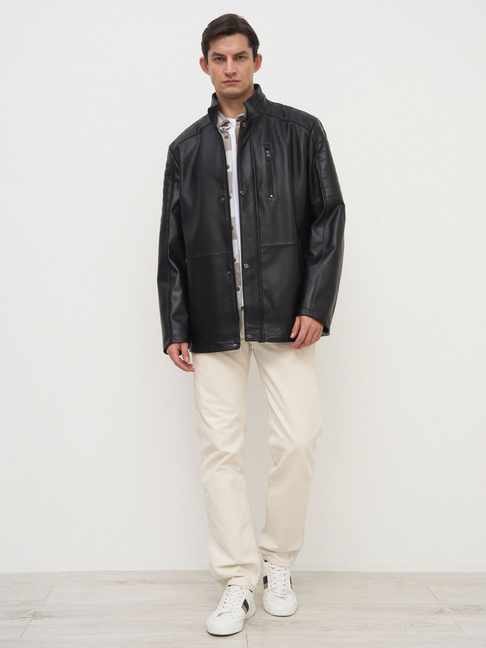 КОЖАНАЯ КУРТКА МУЖСКАЯ, ЧЕРНАЯ