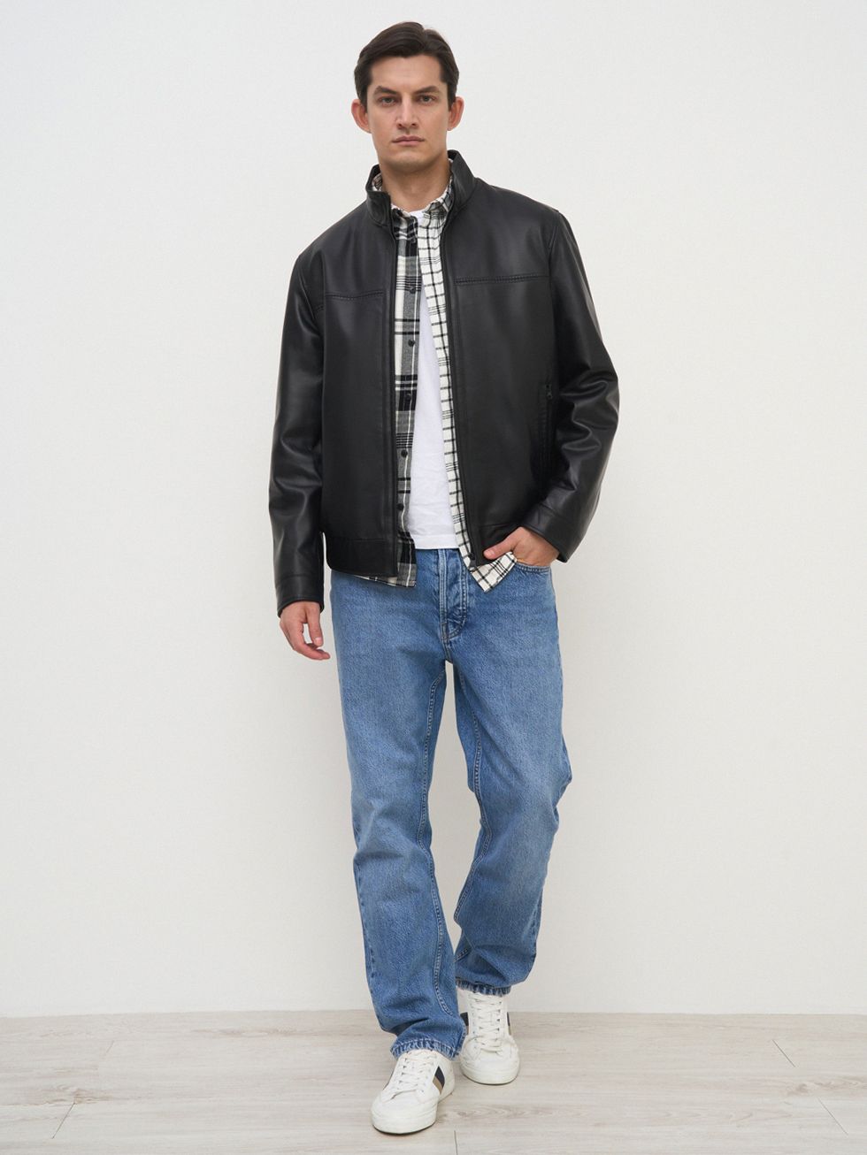 КОЖАНАЯ КУРТКА МУЖСКАЯ, ЧЕРНАЯ
