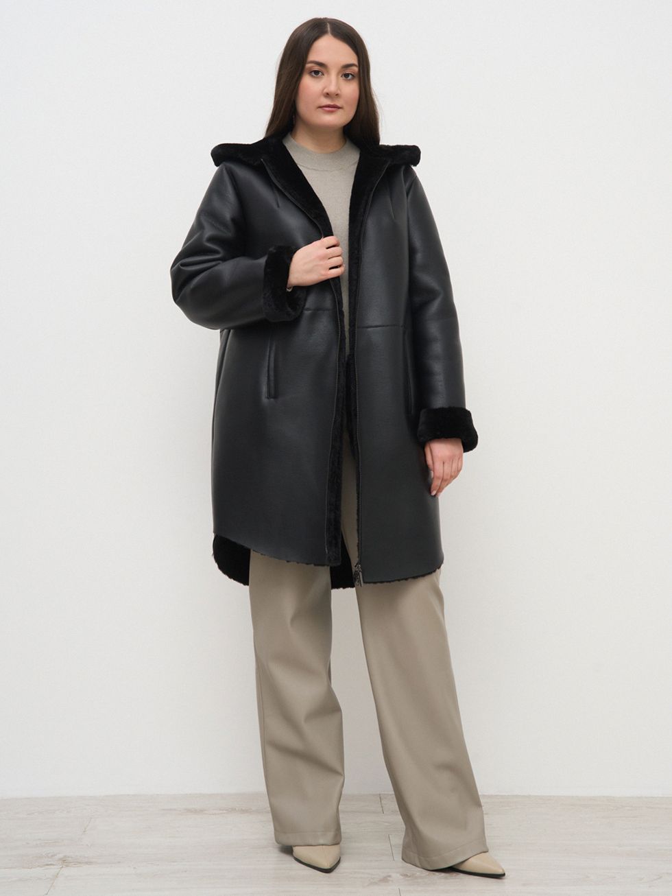 ДУБЛЕНКА ЖЕНСКАЯ, ЧЕРНАЯ