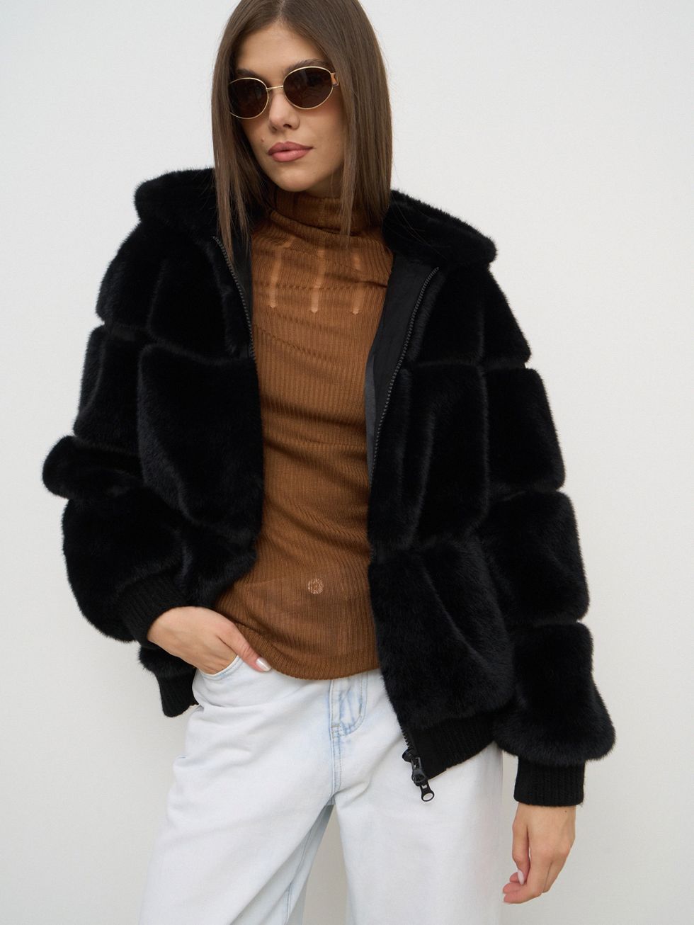 ШУБА ЧЕРНАЯ, ЭКО-МЕХ