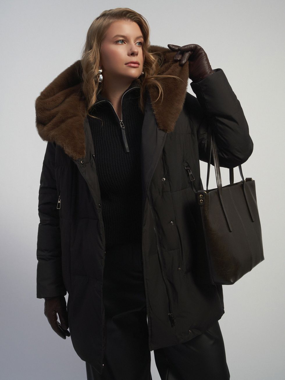 ПУХОВИК ЖЕНСКИЙ, ЧЕРНЫЙ