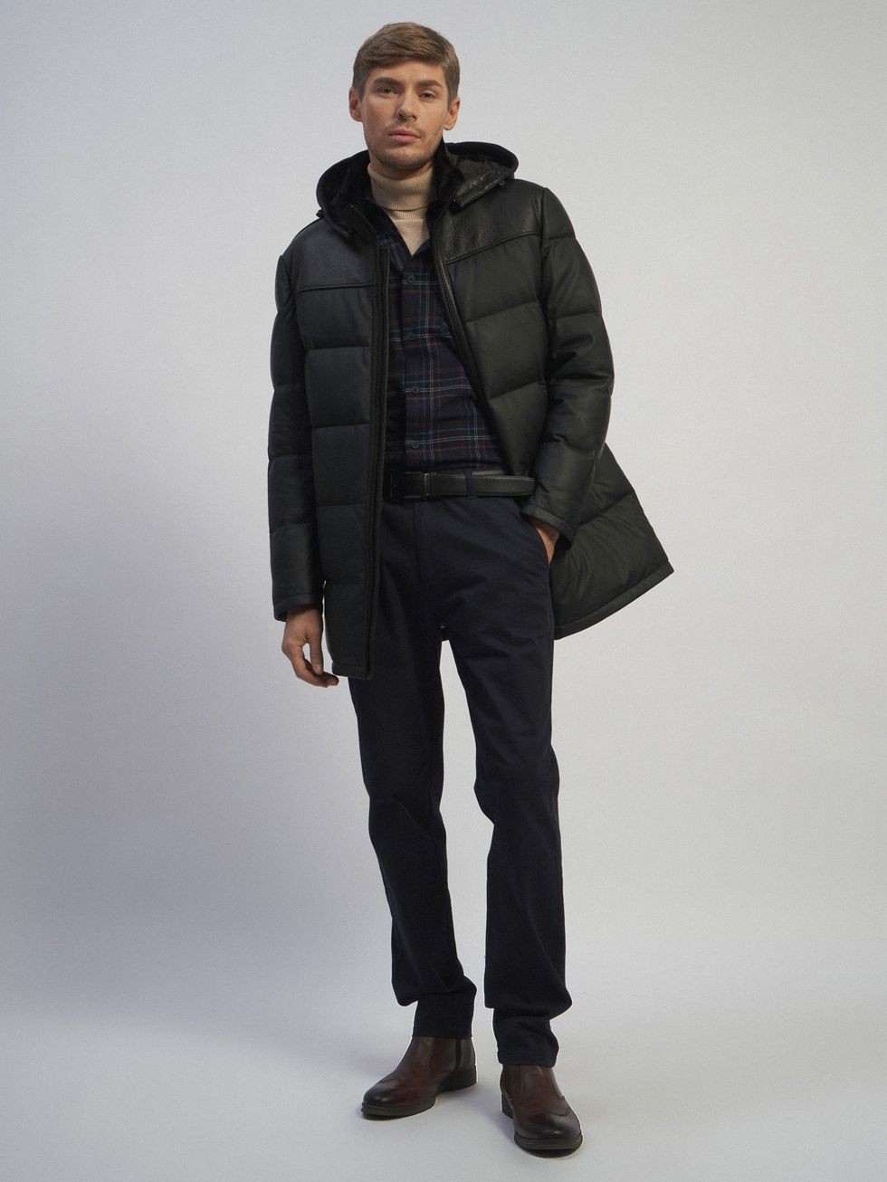 КОЖАНАЯ КУРТКА МУЖСКАЯ, ЧЕРНАЯ