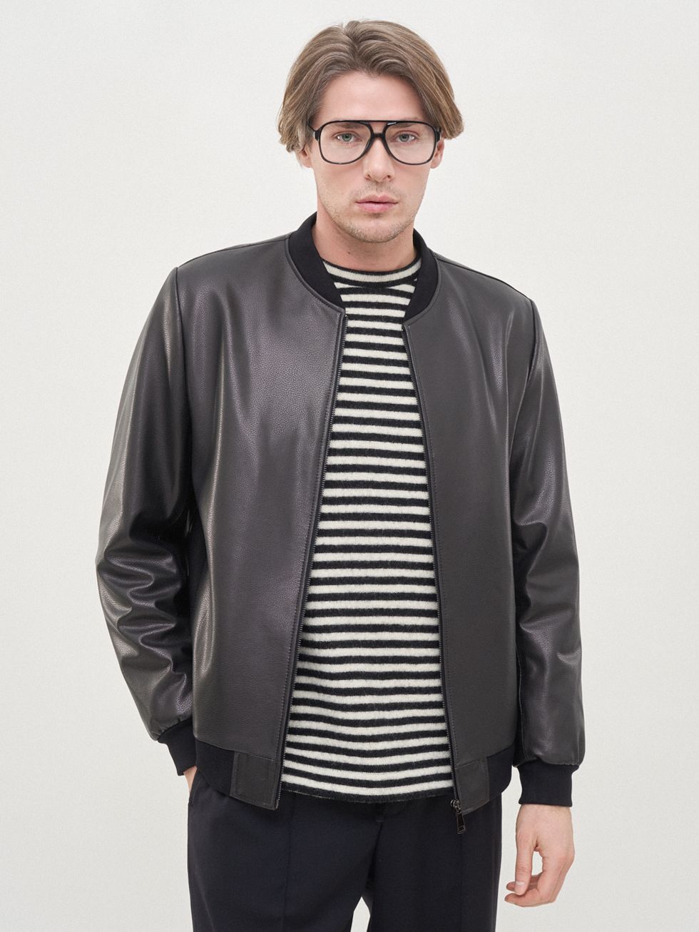 КОЖАНАЯ КУРТКА МУЖСКАЯ, ЧЕРНАЯ