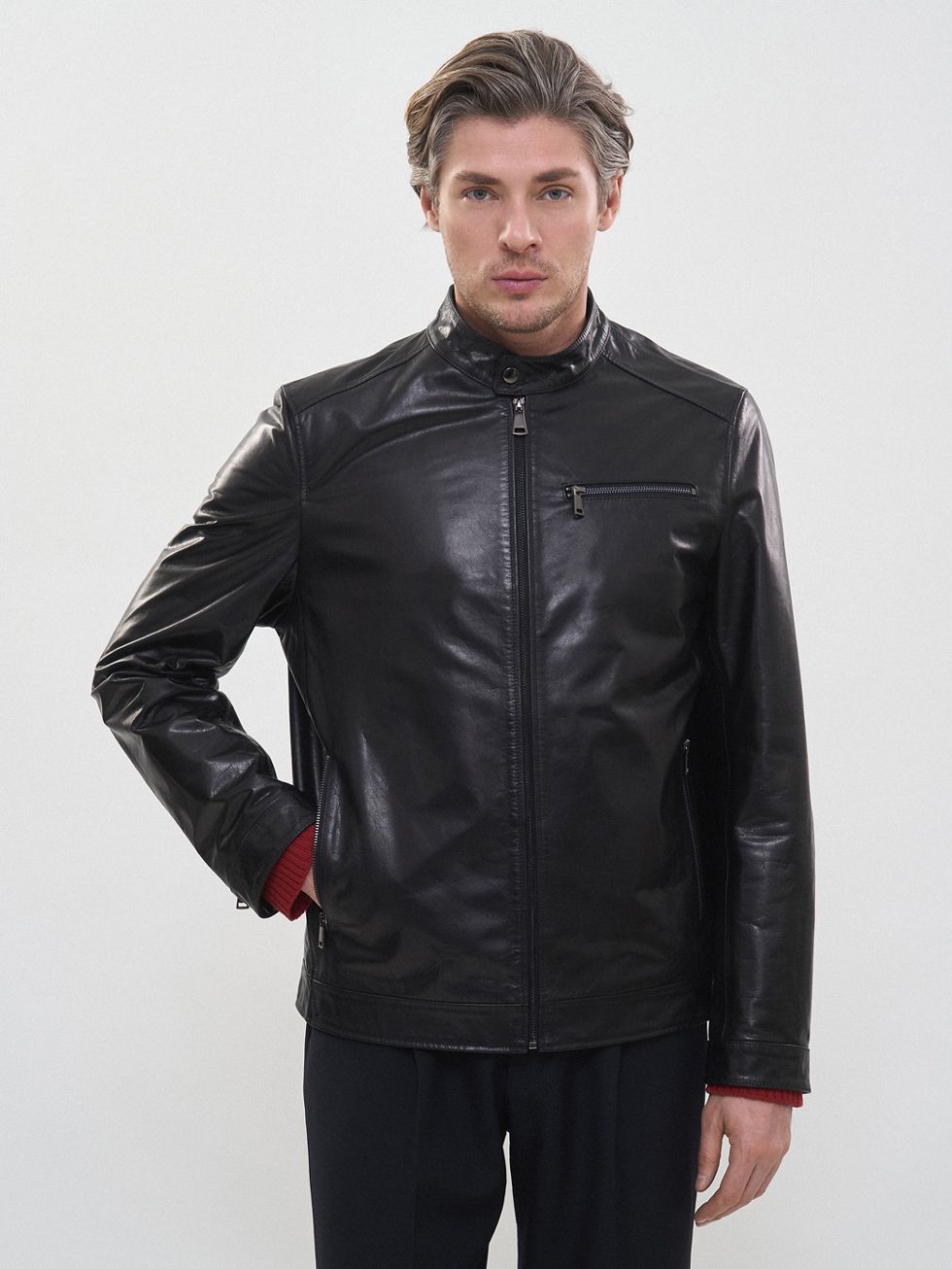КОЖАНАЯ КУРТКА МУЖСКАЯ, ЧЕРНАЯ