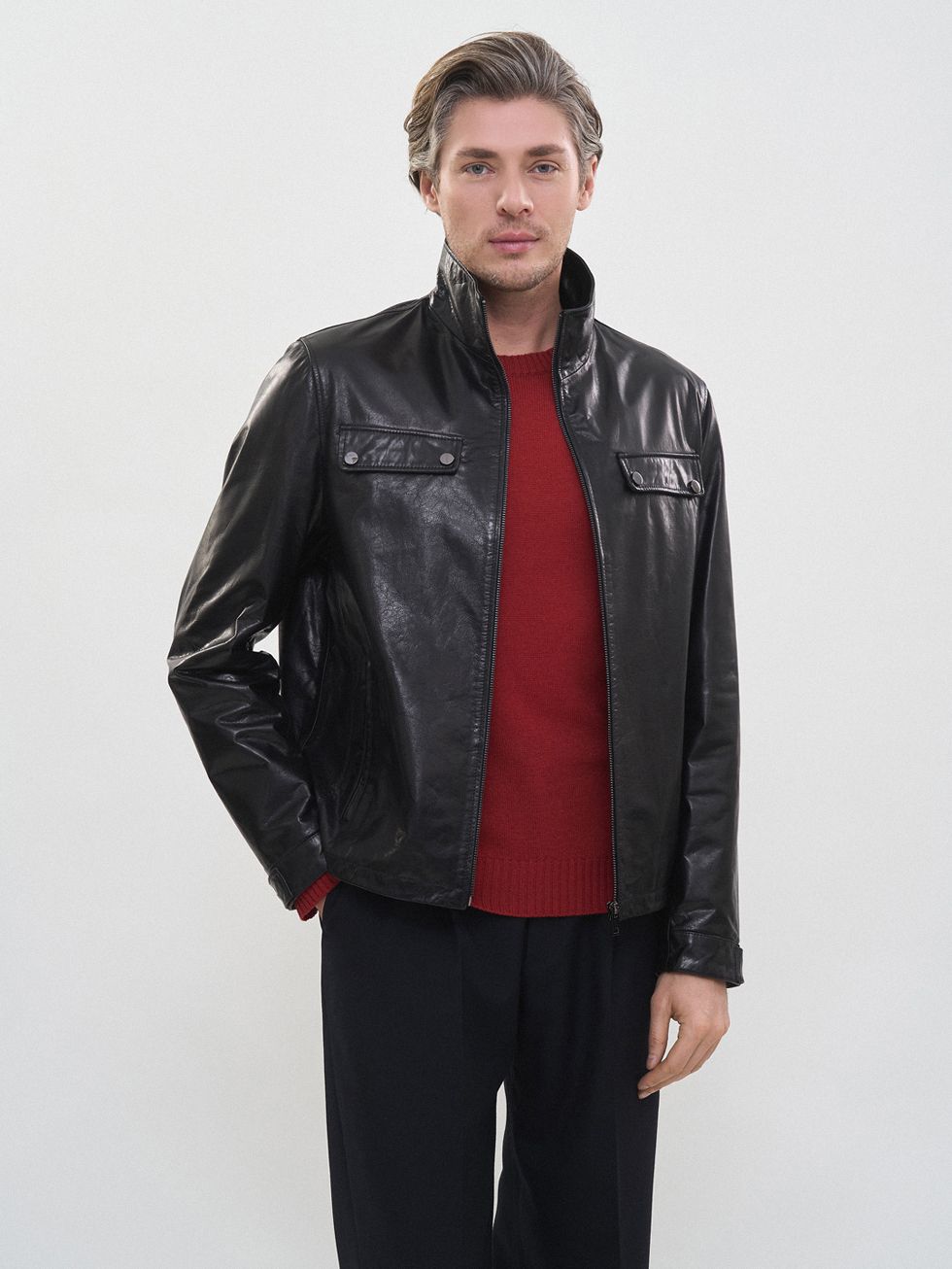 КОЖАНАЯ КУРТКА МУЖСКАЯ, ЧЕРНАЯ