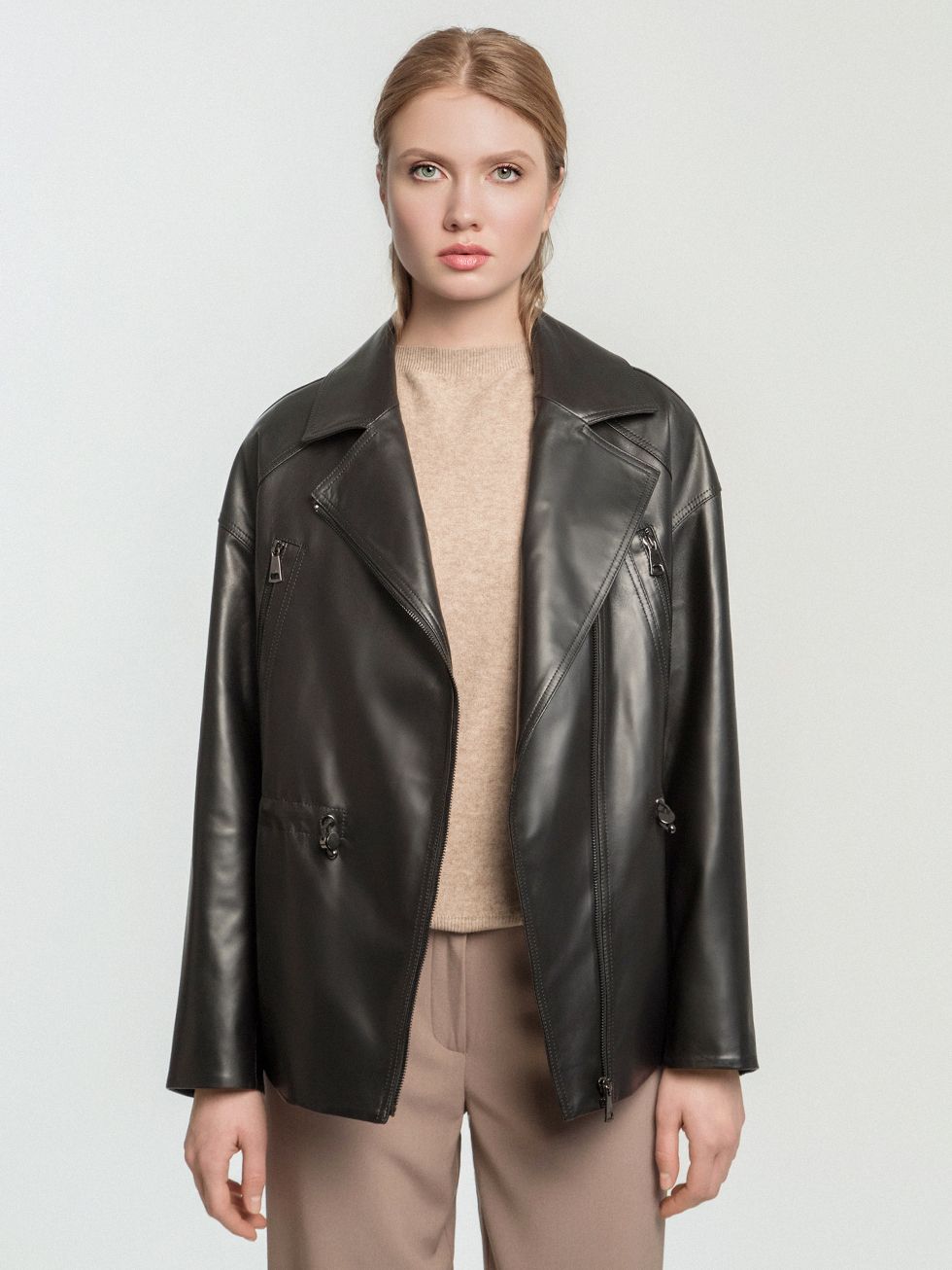 КОЖАНАЯ КУРТКА ЖЕНСКАЯ, ЧЕРНАЯ