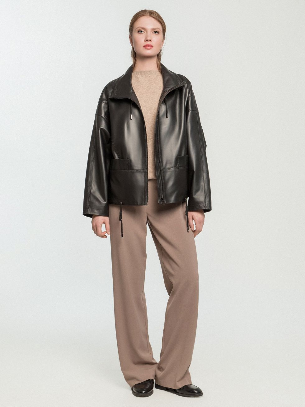 КОЖАНАЯ КУРТКА ЖЕНСКАЯ, ЧЕРНАЯ