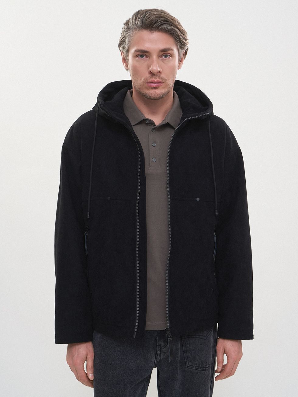 ТЕКСТИЛЬНАЯ КУРТКА МУЖСКАЯ, ЧЕРНАЯ