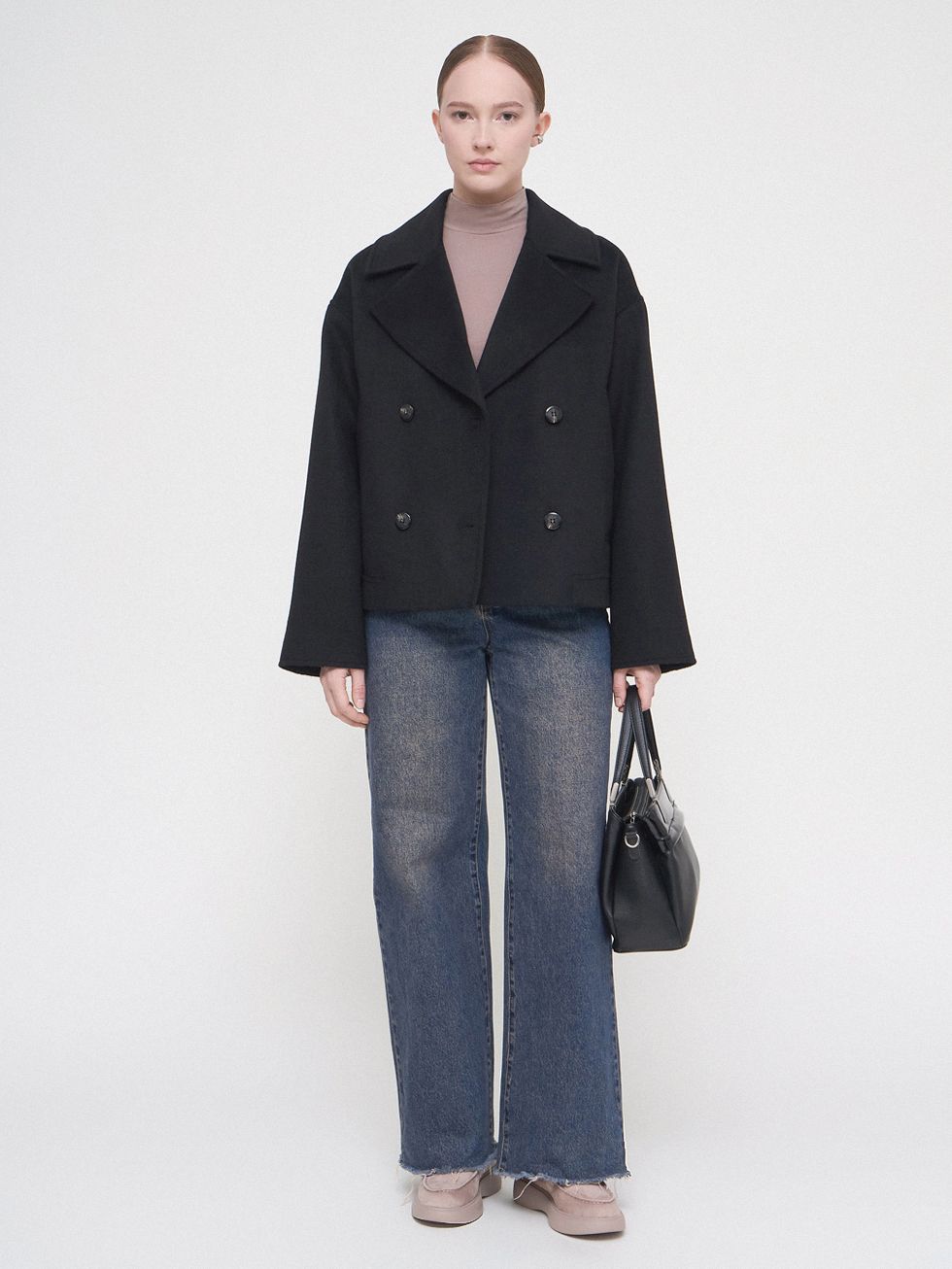 ТЕКСТИЛЬНОЕ ПАЛЬТО ЖЕНСКОЕ, ЧЕРНОЕ