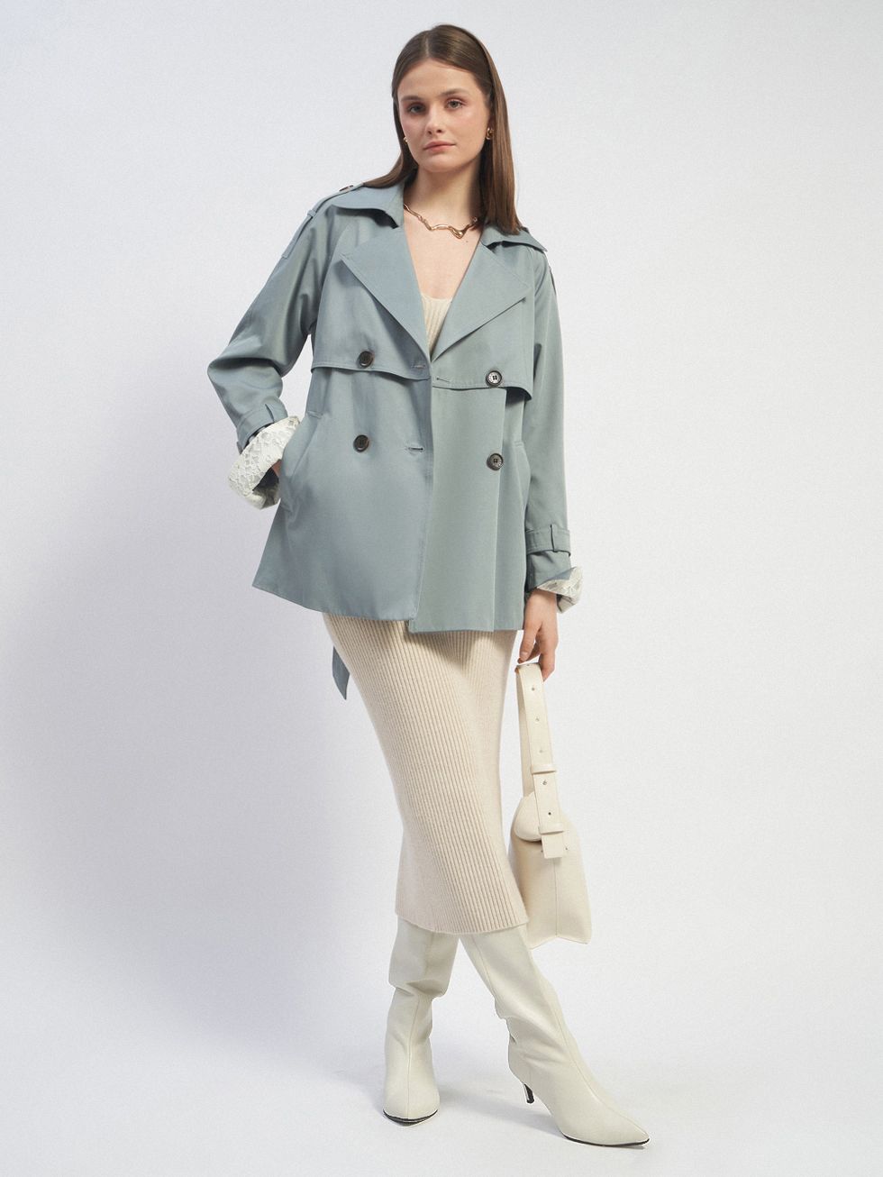 ТРЕНЧ ЖЕНСКИЙ, ГОЛУБОЙ