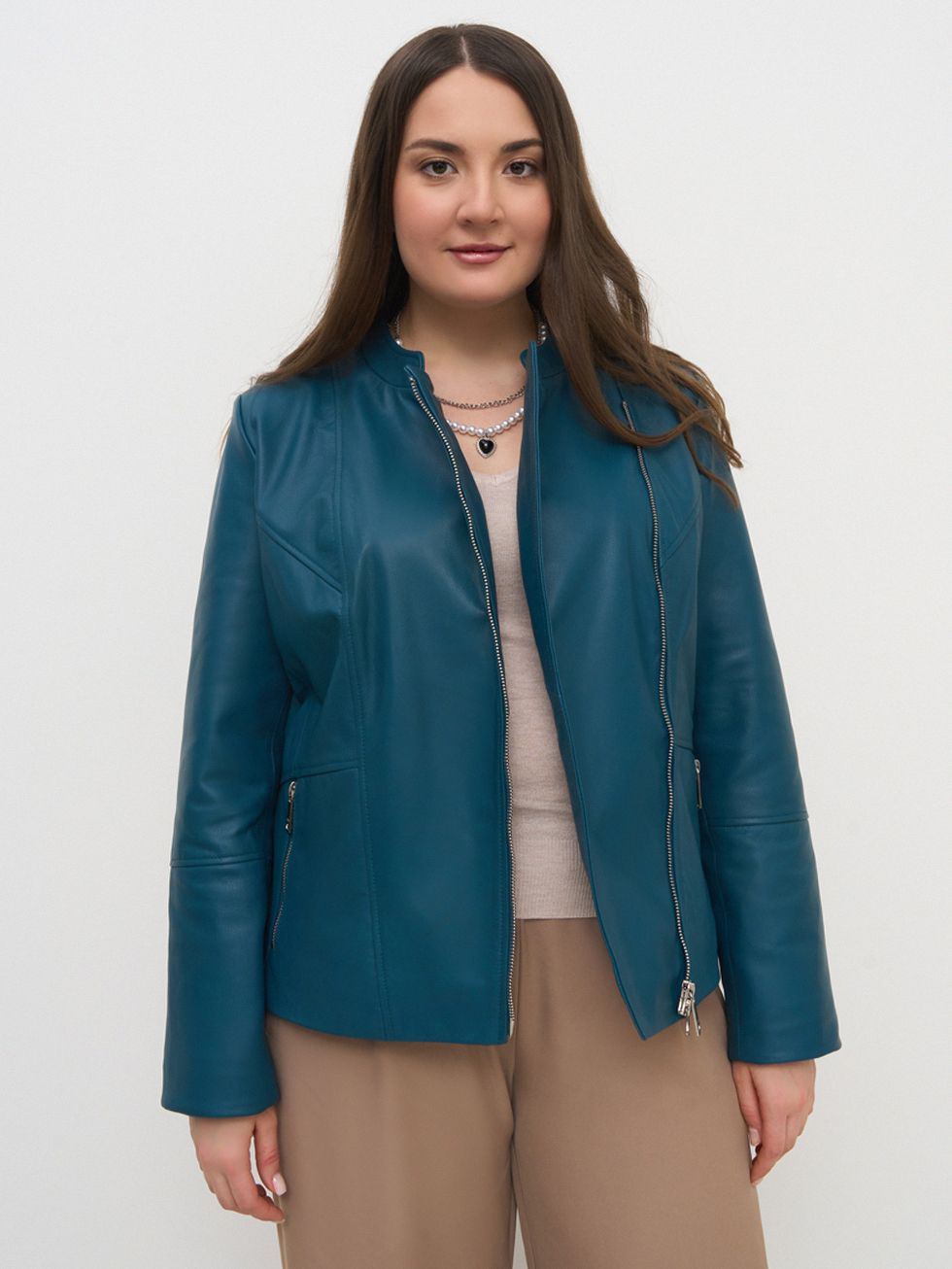 КОЖАНАЯ КУРТКА ЖЕНСКАЯ, СИНЯЯ