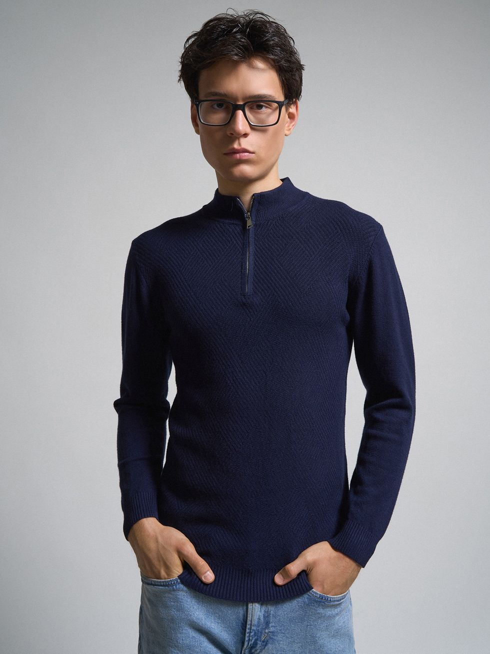 ДЖЕМПЕР МУЖСКОЙ, ТЕМНО-СИНИЙ