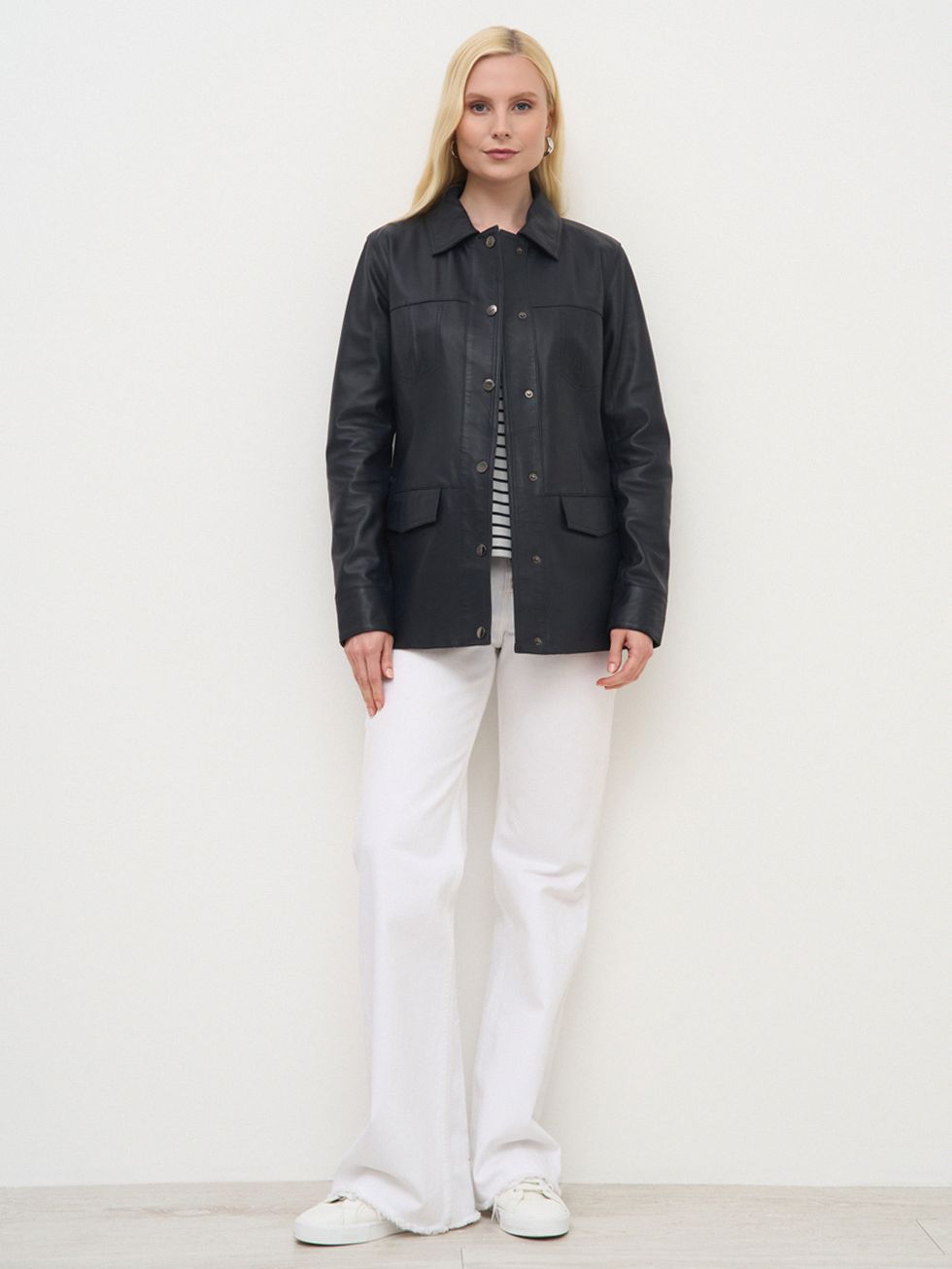 КОЖАНАЯ КУРТКА ЖЕНСКАЯ, ТЕМНО-СИНЯЯ