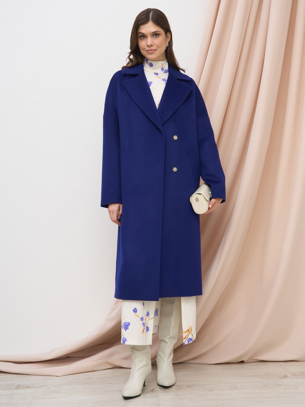 ТЕКСТИЛЬНОЕ ПАЛЬТО ЖЕНСКОЕ, ТЕМНО-СИНЕЕ