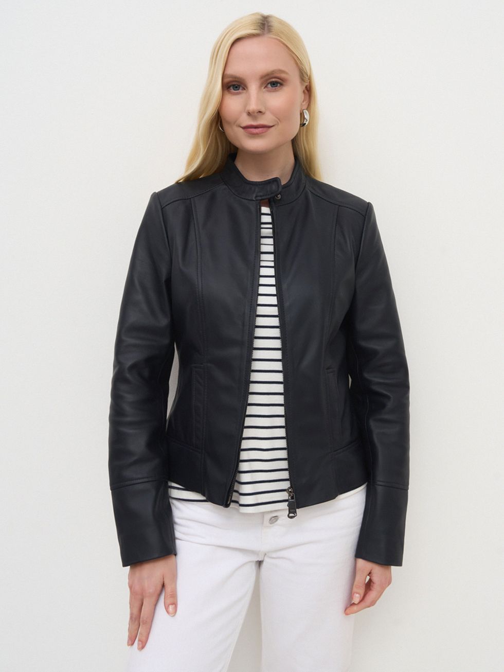 КОЖАНАЯ КУРТКА ЖЕНСКАЯ, ТЕМНО-СИНЯЯ