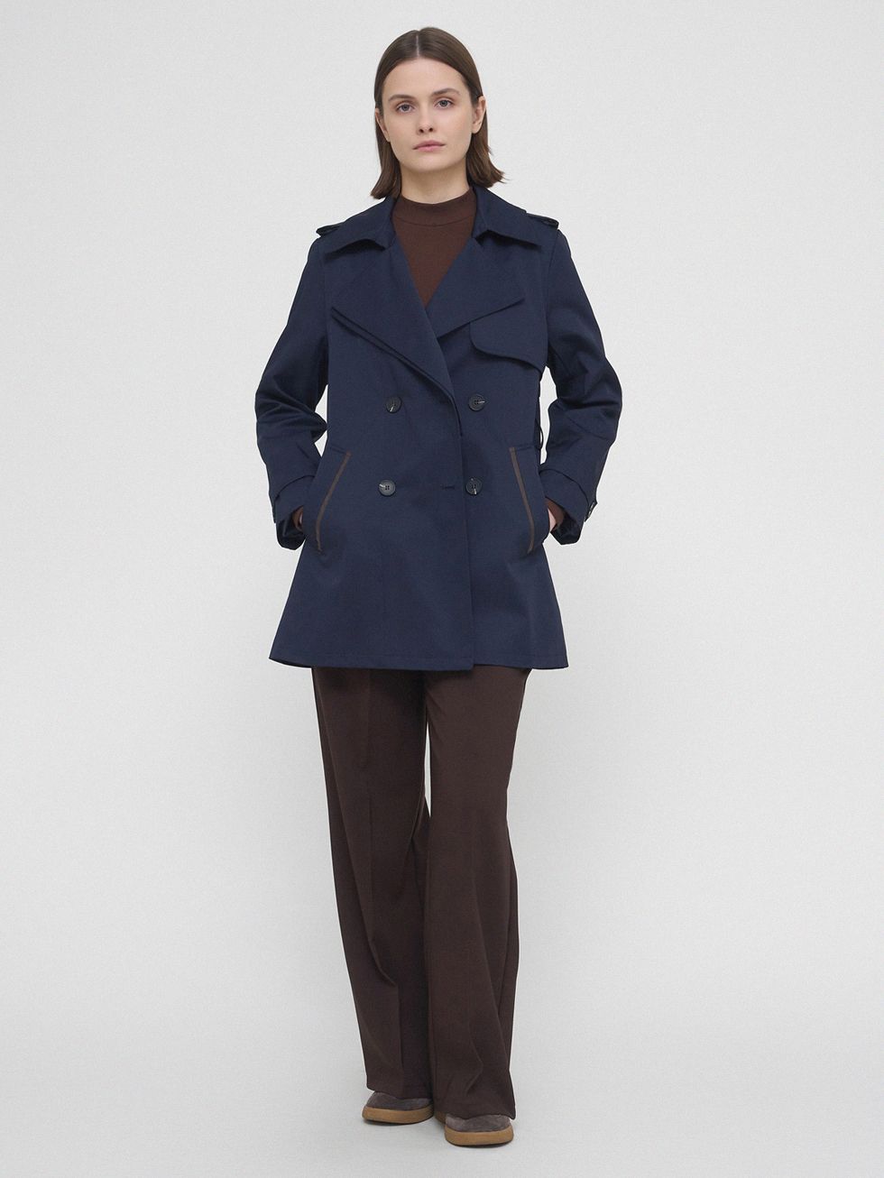 ТРЕНЧ ЖЕНСКИЙ, ТЕМНО-СИНИЙ