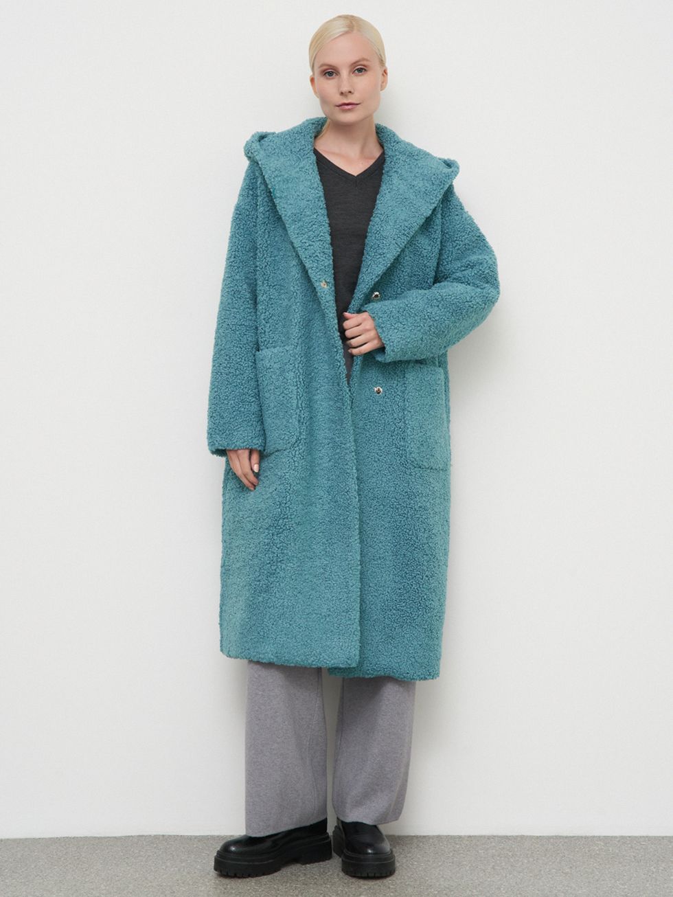 ШУБА БИРЮЗОВАЯ, ЭКО-МЕХ