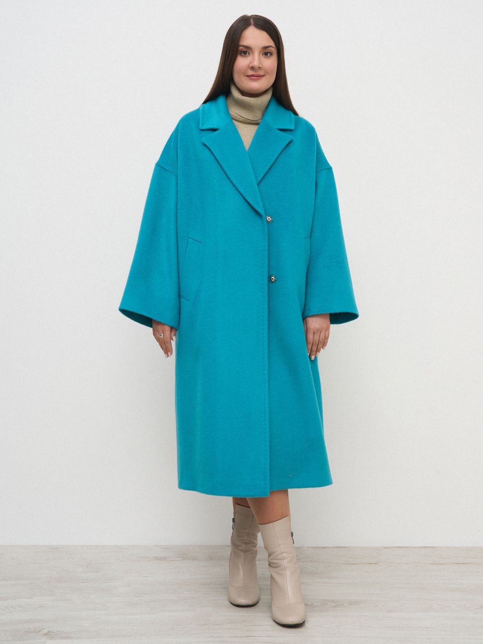ТЕКСТИЛЬНОЕ ПАЛЬТО ЖЕНСКОЕ, БИРЮЗОВОЕ
