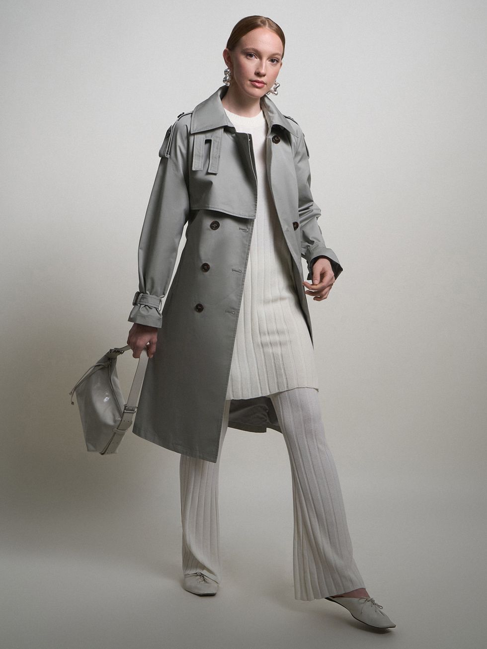 ТРЕНЧ ЖЕНСКИЙ, СВЕТЛО-СЕРЫЙ