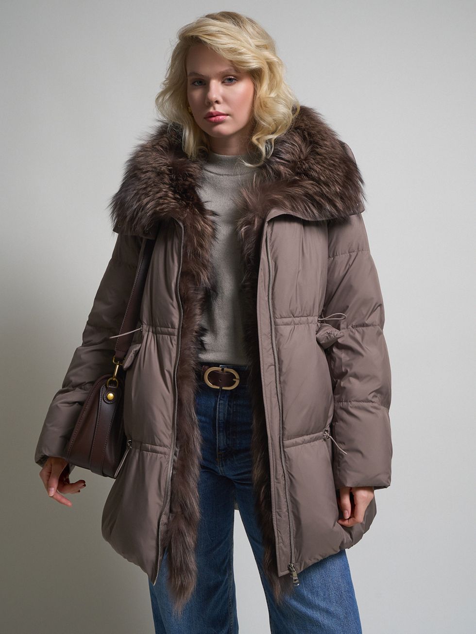 ПУХОВИК ЖЕНСКИЙ, СВЕТЛО-СЕРЫЙ