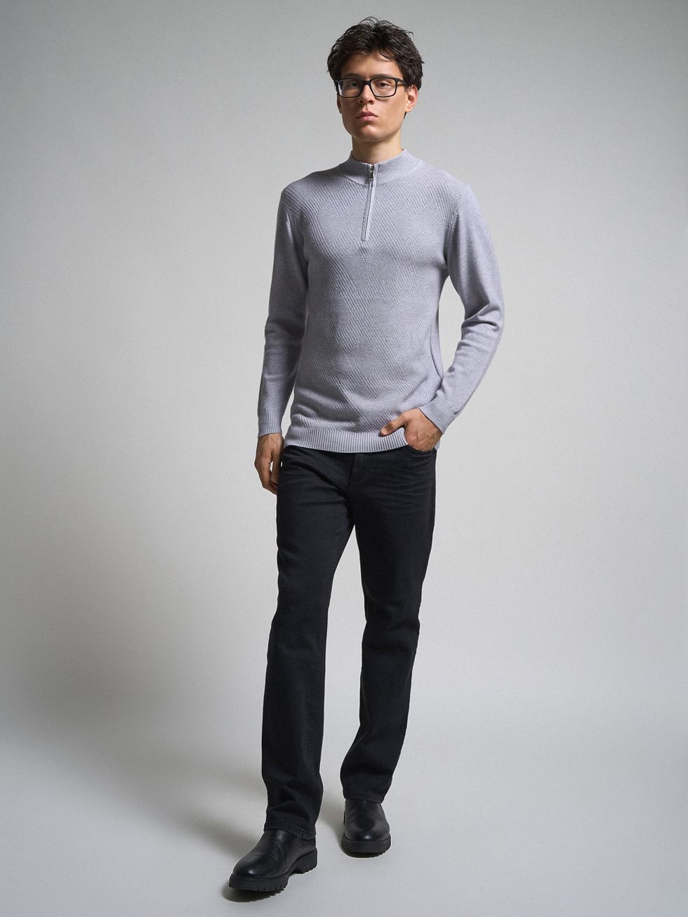 ДЖЕМПЕР МУЖСКОЙ, СВЕТЛО-СЕРЫЙ