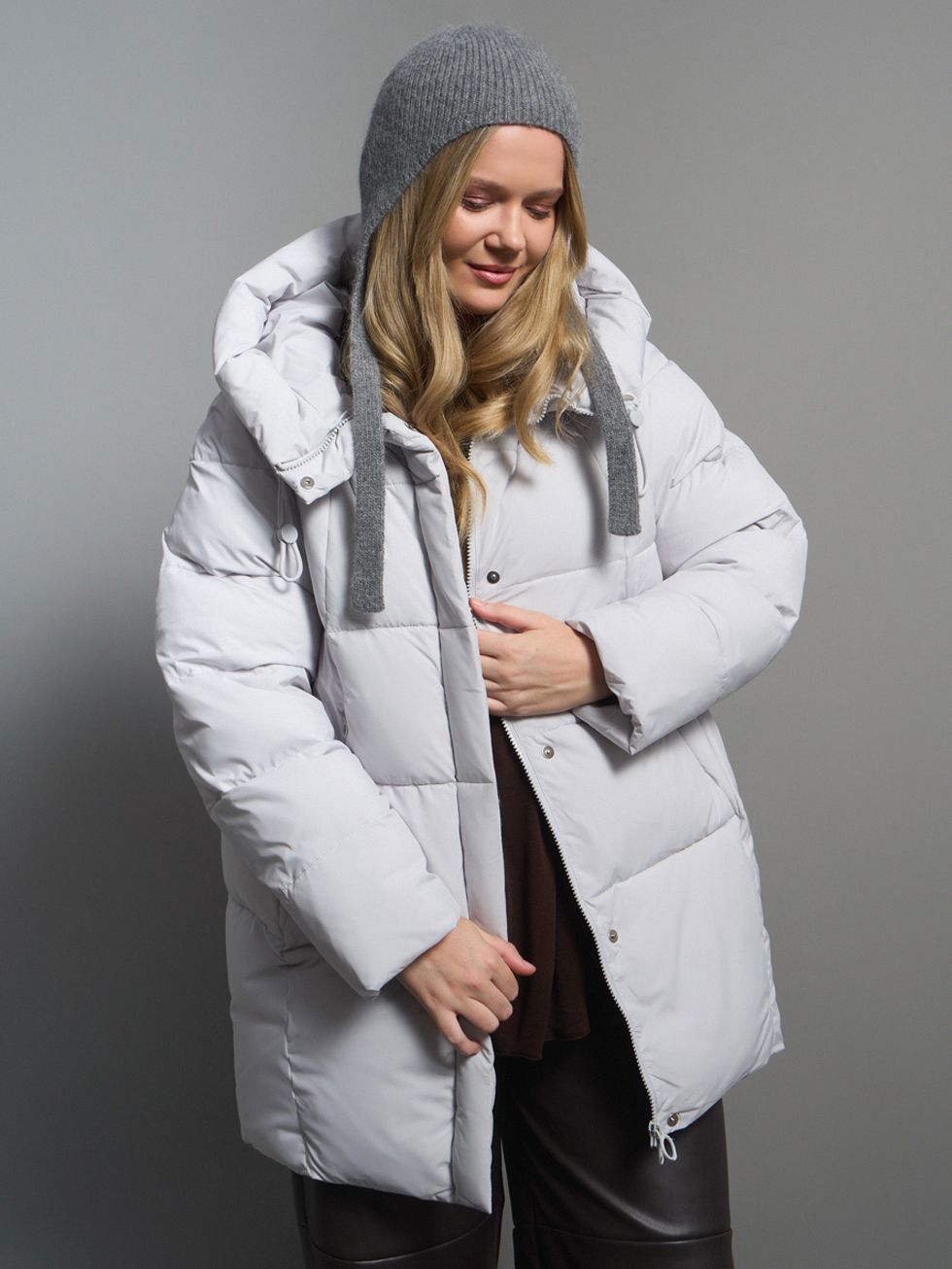 ПУХОВИК ЖЕНСКИЙ, СВЕТЛО-СЕРЫЙ